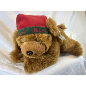 Eddie Bauer Vintage Plush Dog Holiday Christmas Hat Stuffed Animal Brown Puppy